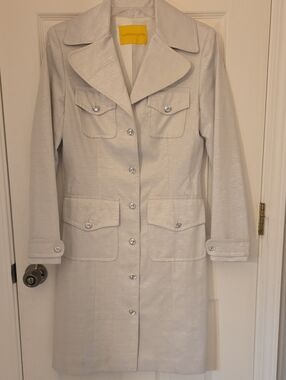 Flores & Flores Ivory Shimmer Trench Coat